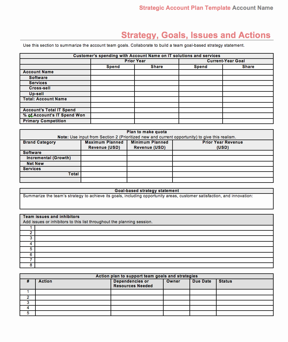 Strategic Sales Plan Template Lovely Strategic Account Plan Template for B2b Sales Released by