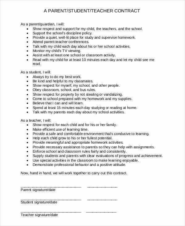 Student Academic Contract Template Best Of 10 Teacher Contract Samples &amp; Templates
