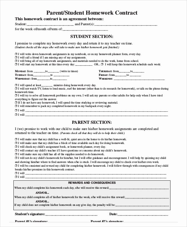 Student Academic Contract Template Best Of 11 Student Agreement Contract Samples