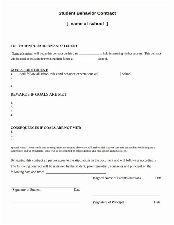 Student Academic Contract Template Best Of 35 Contract Samples &amp; Templates In Doc