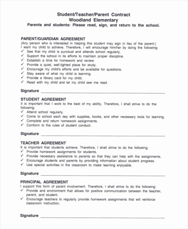 Student Academic Contract Template Fresh 7 Student Contract Samples &amp; Templates