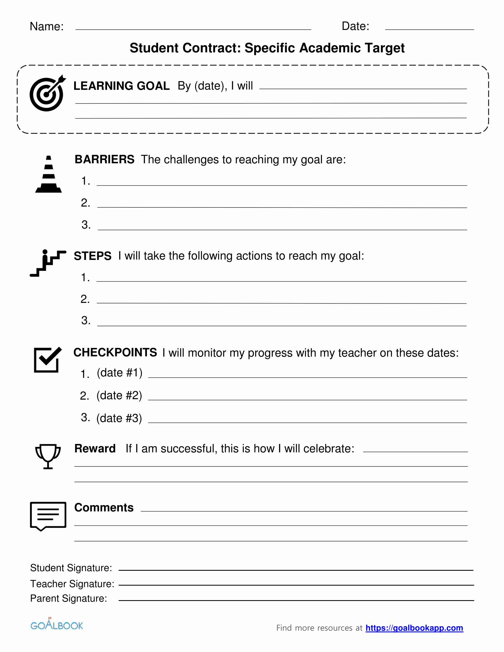 Student Academic Contract Template New Contracts