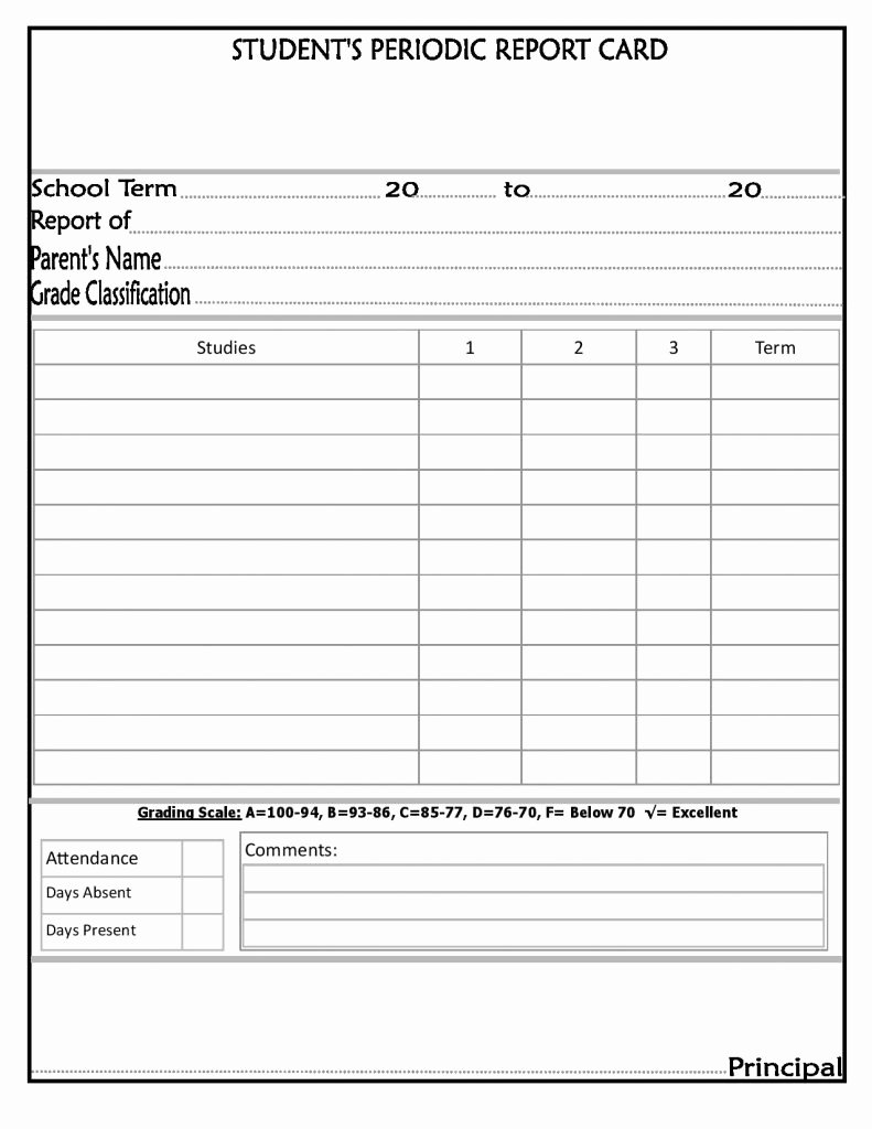 Student Report Card Template New Report Card Template 33 Free Word Excel Documents