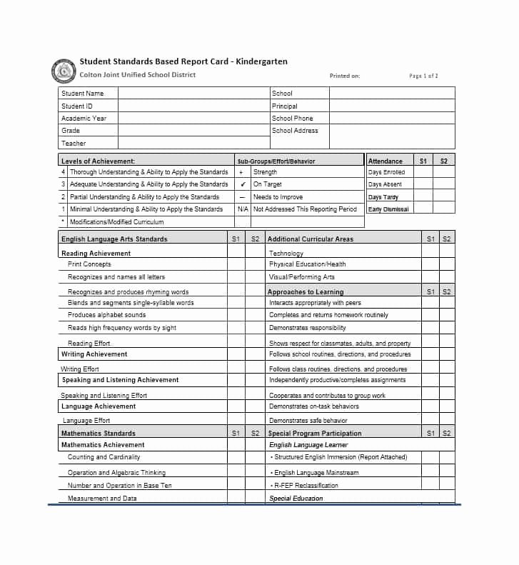Student Report Card Template Unique 30 Real &amp; Fake Report Card Templates [homeschool High