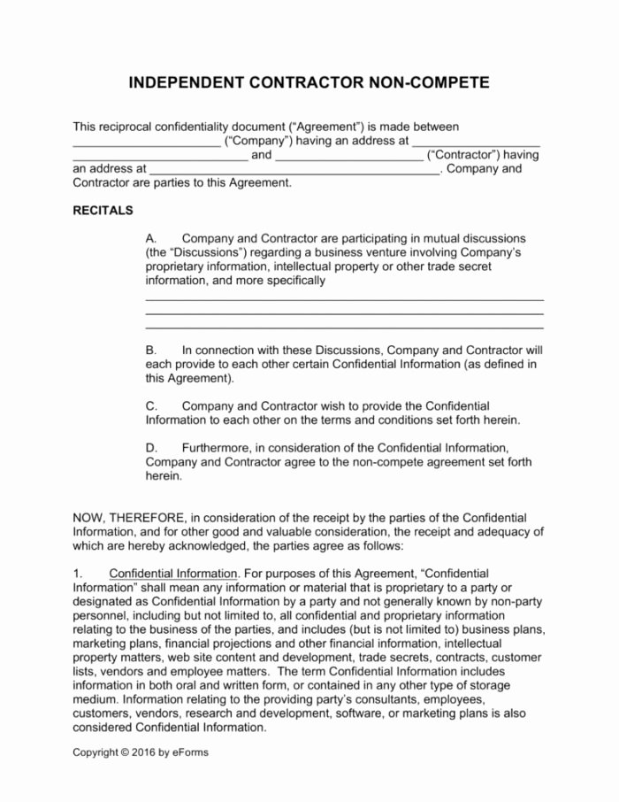 Subcontractor Non Compete Agreement Template New 1099 Contractor Agreement Template Templates Resume