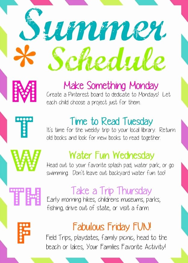 Summer Camp Daily Schedule Template Lovely How to Have A Fun Summer Weekly Schedule for Las Vegas
