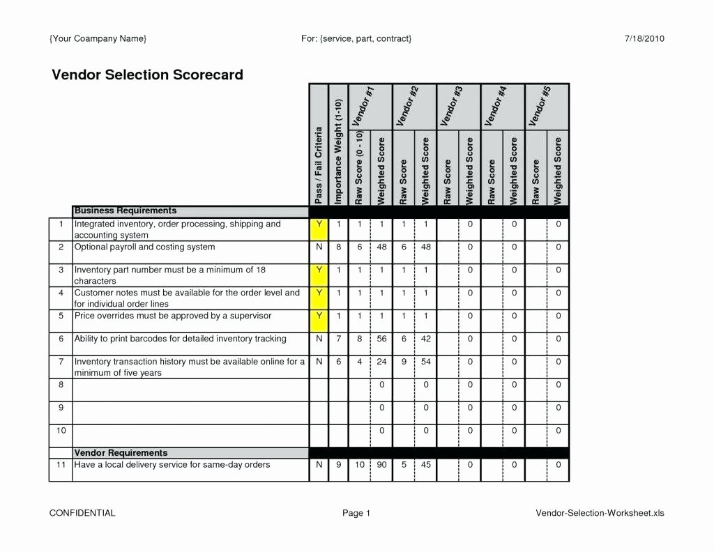 Supplier Performance Scorecard Template Xls Unique Template Vendor Evaluation Template