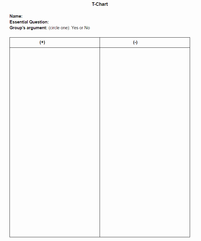 T Chart Template Pdf Unique Free T Chart Picture – Free Printable T Chart New Blank