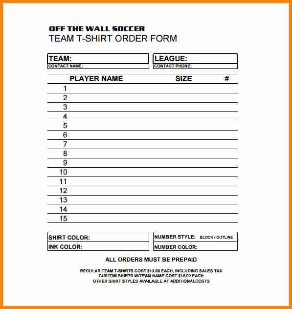 T Shirt Invoice Template Best Of 5 T Shirt order form Template Excel