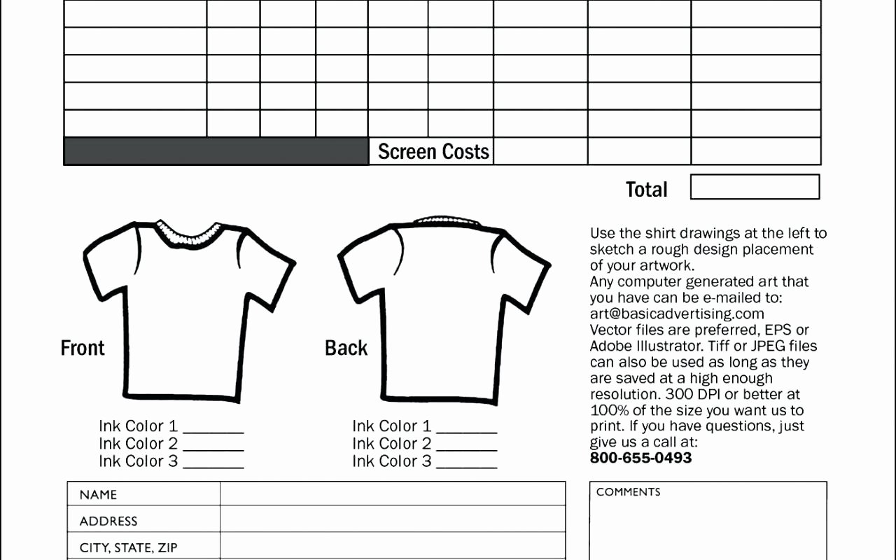T Shirt order Template New Tshirt order form Template