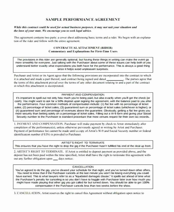 Talent Management Contract Template Elegant 30 Performance Contract Template Download
