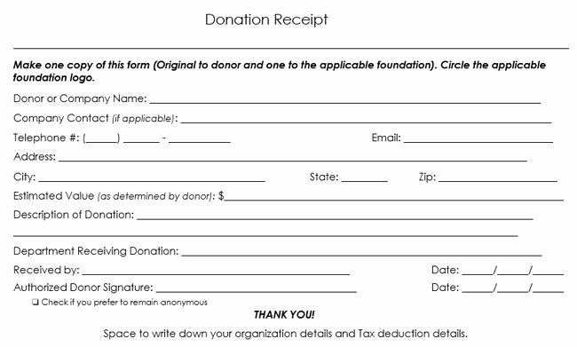 Tax Deductible Receipt Template Best Of Donation Receipt Template 12 Free Samples In Word and Excel