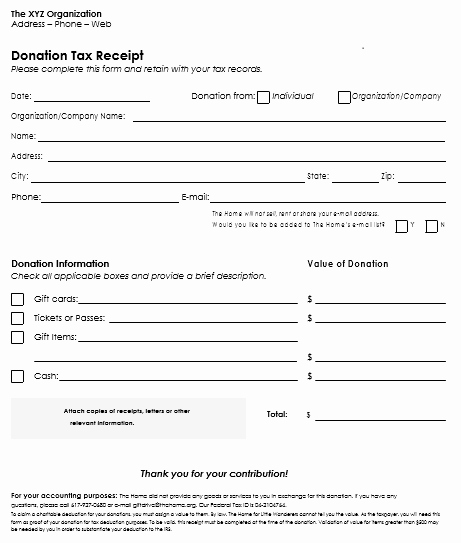 Tax Deductible Receipt Template Unique Donation Receipt Template 12 Free Samples In Word and Excel