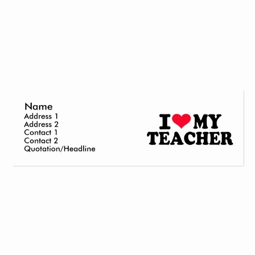 Teacher Business Card Template Elegant I Love My Teacher Double Sided Mini Business Cards Pack
