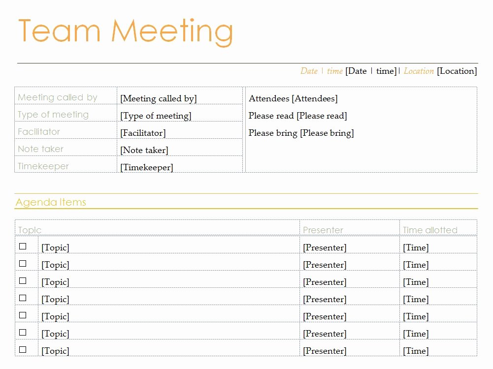 Team Meeting Agenda Template Lovely Team Meeting Agenda