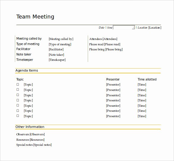 Team Meeting Agenda Template Unique 50 Meeting Agenda Templates Pdf Doc