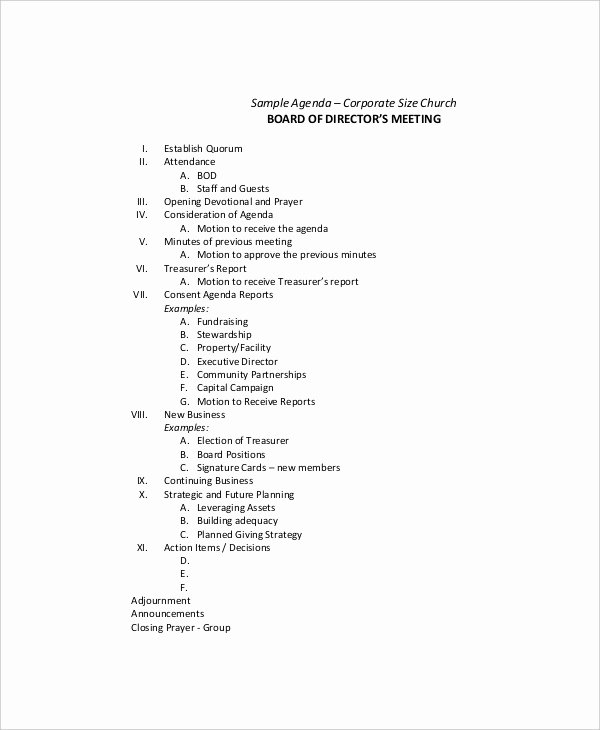 Template for Corporate Minutes Awesome 12 Board Of Directors Meeting Agenda Templates – Free