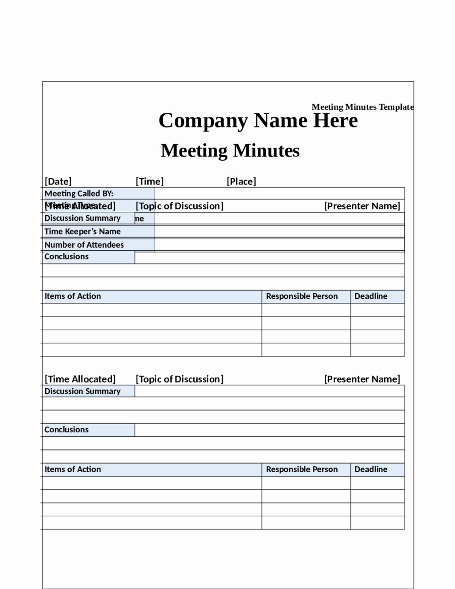 Template for Corporate Minutes Fresh 2018 Meeting Minutes Template Fillable Printable Pdf