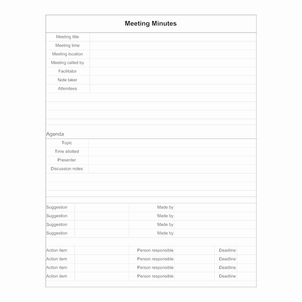 Template for Corporate Minutes Inspirational Meeting Minutes form Template