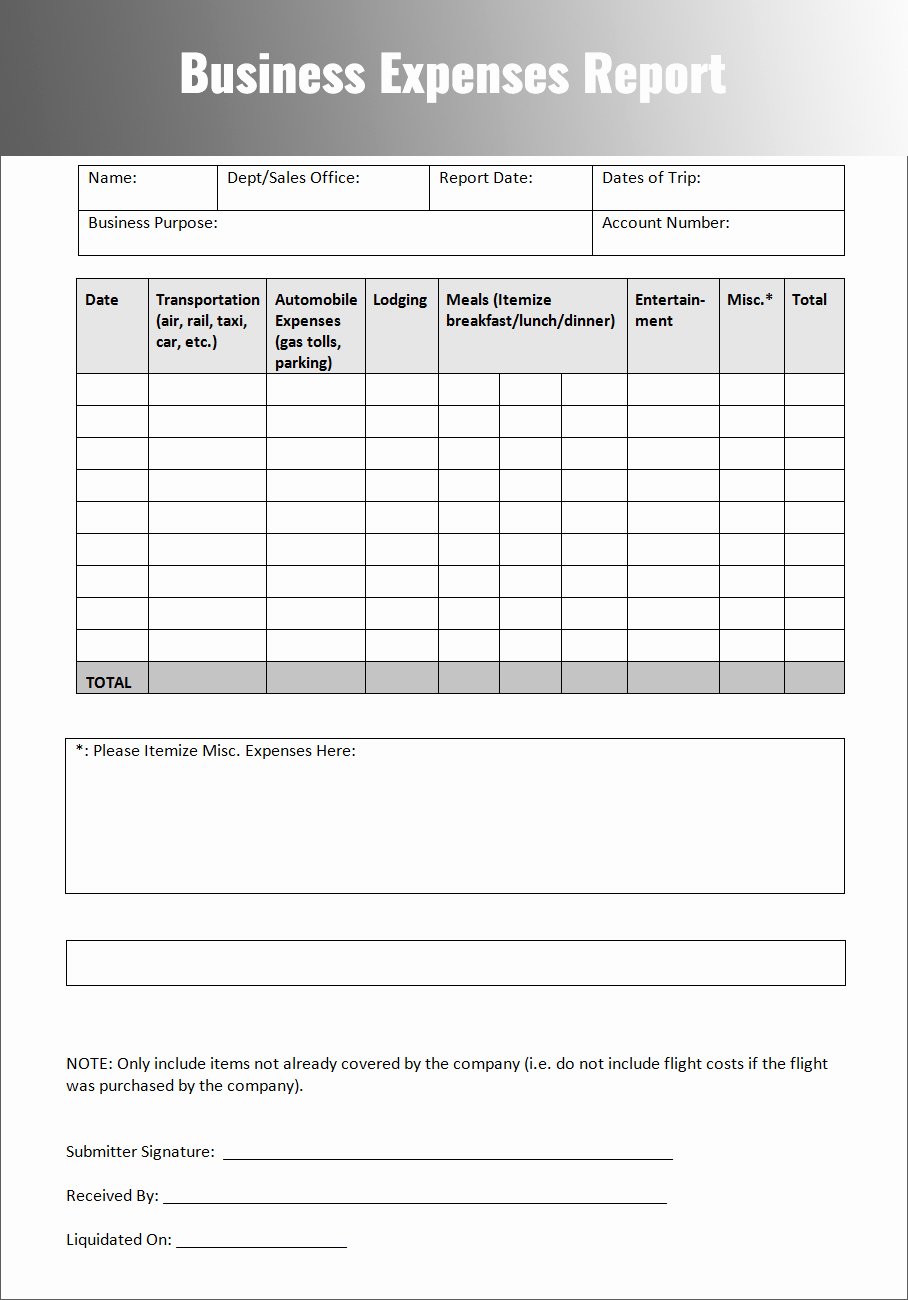 Template for Expense Report Lovely Detailed Expense Report Template Spreadsheet Templates for