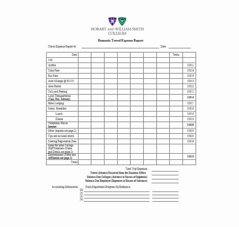 Template for Expense Report Unique 46 Travel Expense Report forms &amp; Templates Template Archive