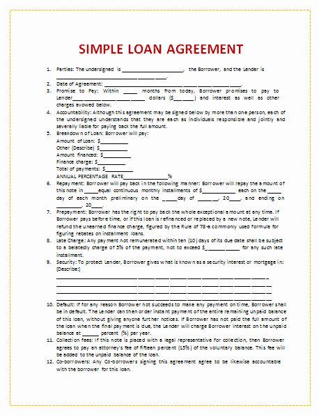 Template for Loan Contract Elegant 45 Loan Agreement Templates &amp; Samples Write Perfect