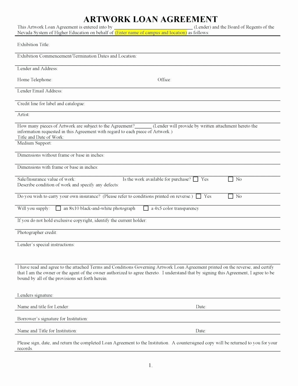 small loan agreement template