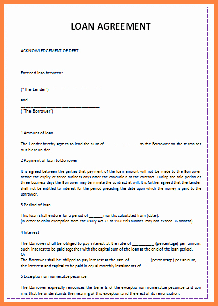 Template for Personal Loan Agreement Beautiful 6 Sample Personal Loan Agreement Template