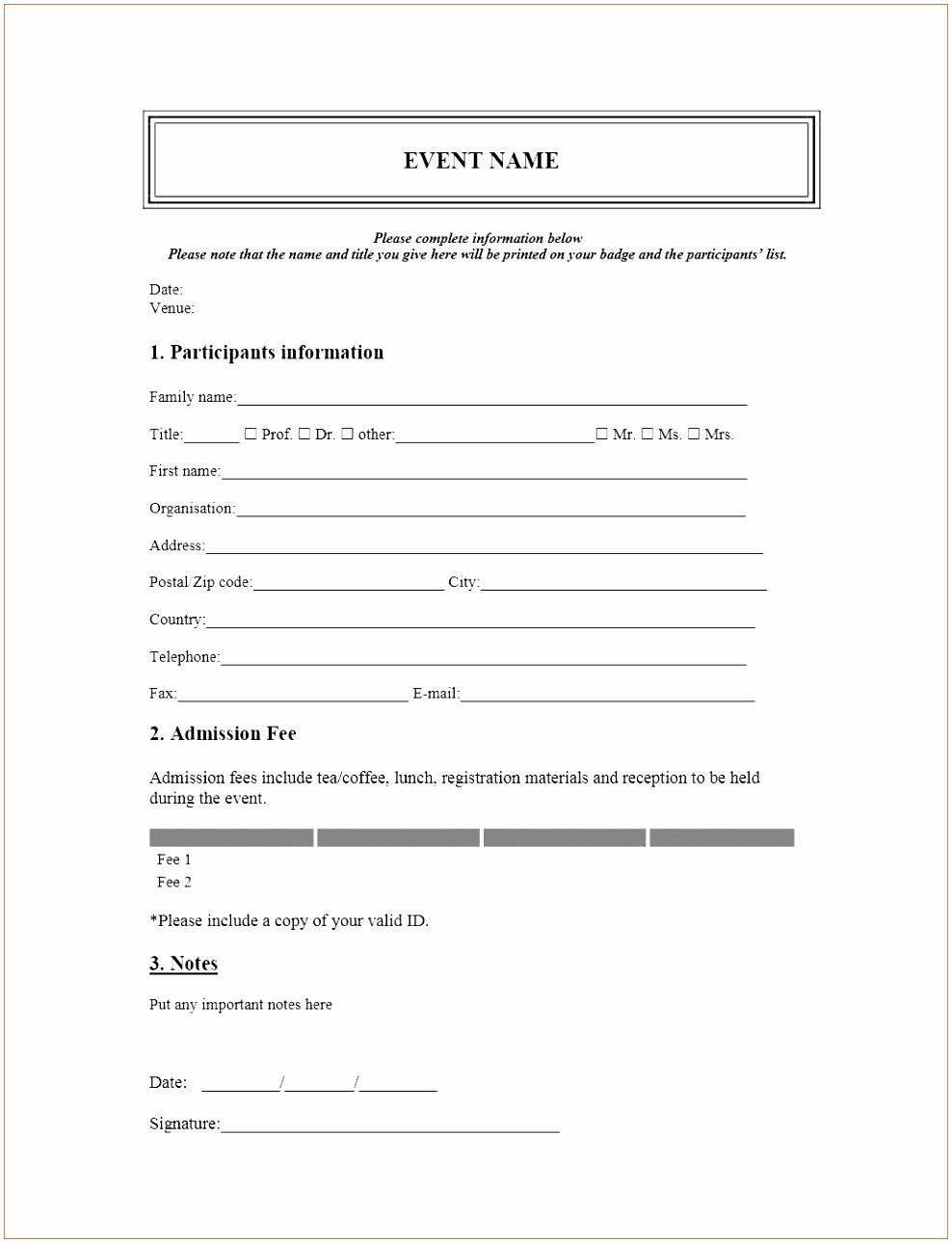 Template for Registration form Inspirational 7 Baseball Registration form Template Piuur