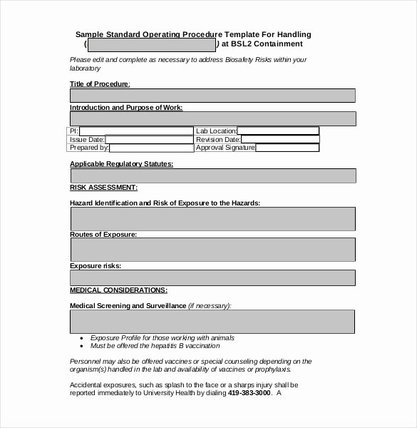 Template for Standard Operating Procedures Inspirational 13 Standard Operating Procedure Templates Pdf Doc