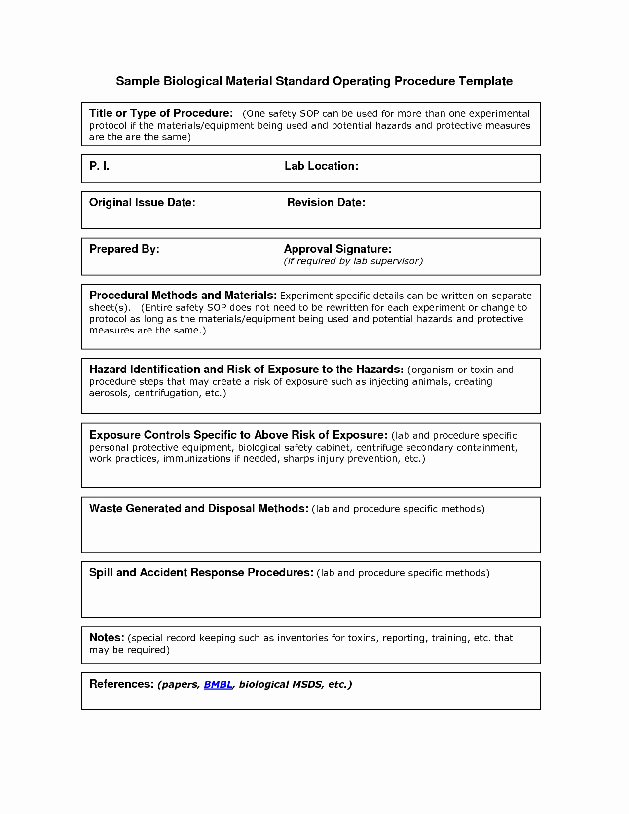 Template for Standard Operating Procedures New sop form Related Keywords sop form Long Tail Keywords
