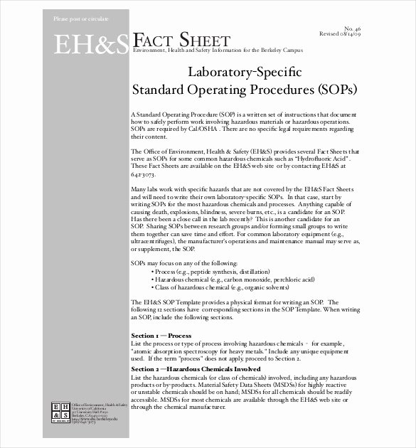 Template for Standard Operating Procedures Unique 13 Standard Operating Procedure Templates Pdf Doc