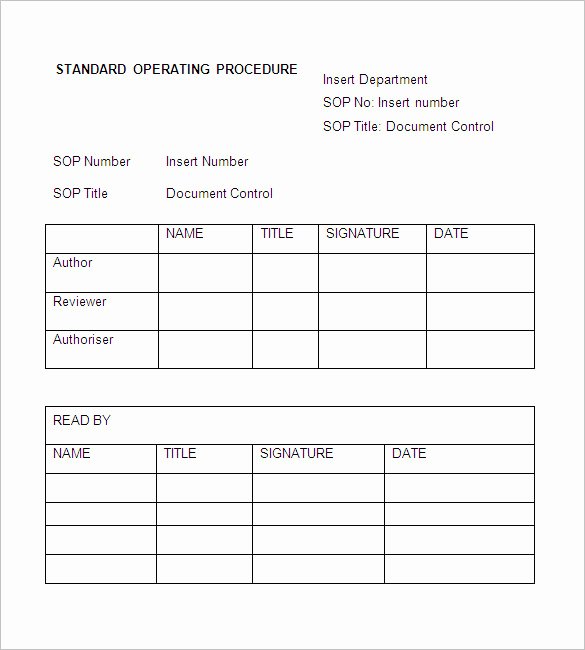 Template for Standard Operating Procedures Unique sop Template Standard Operating Procedure Template