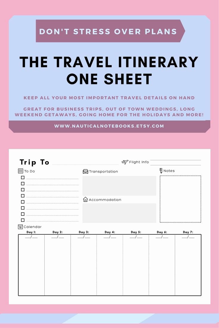 Template for Travel Itinerary New Travel Itinerary Template