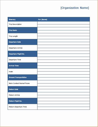 Template for Travel Itinerary New Trip Itinerary Templates for Family &amp; Business
