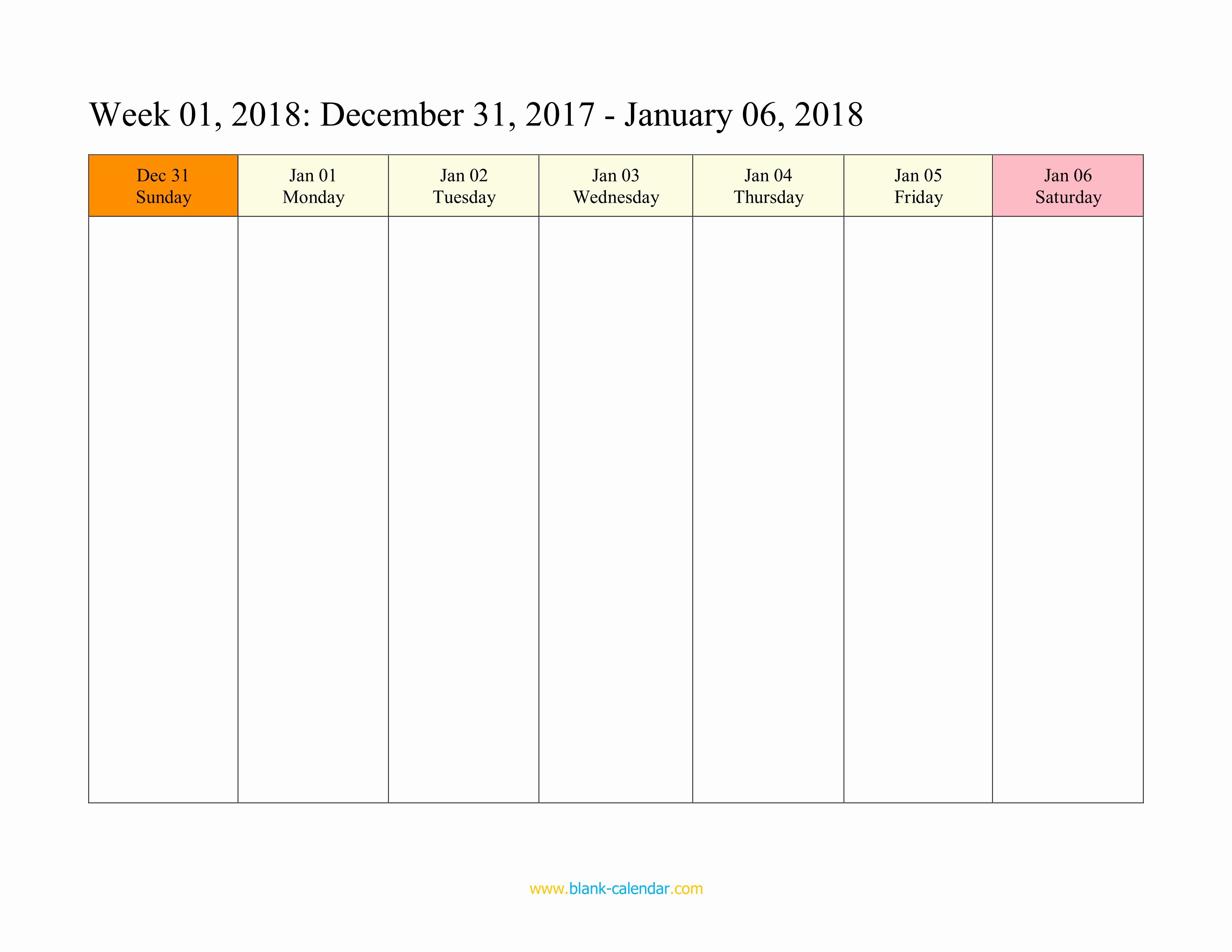 Template for Weekly Schedule Fresh Weekly Calendar 2018 Word Excel Pdf