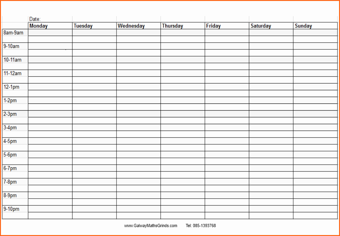 Template for Weekly Schedule Luxury Weekly Time Schedule Template
