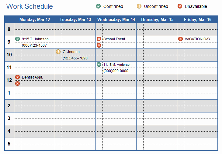 Template for Work Schedule Awesome Work Schedule Template for Excel