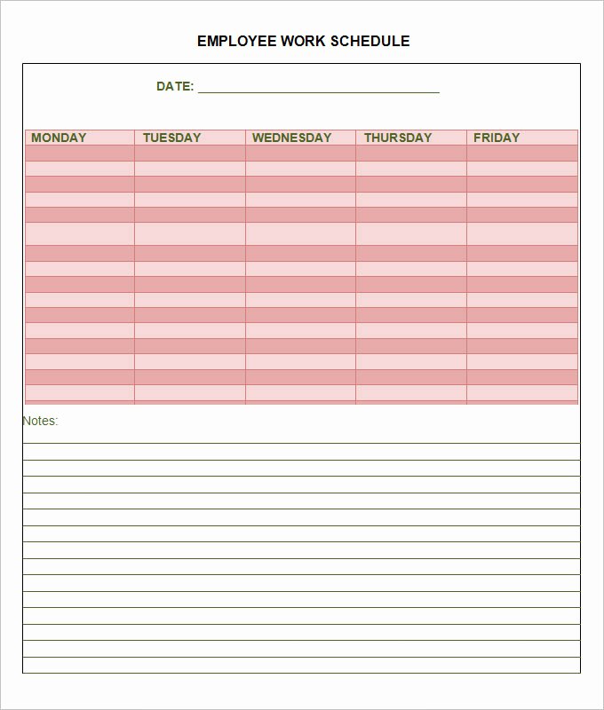 Template for Work Schedule Inspirational Employee Schedule Template 5 Free Word Excel Pdf