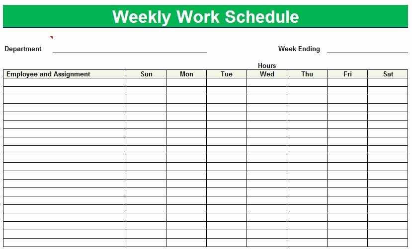 Template for Work Schedule Lovely Weekly Work Schedule Template