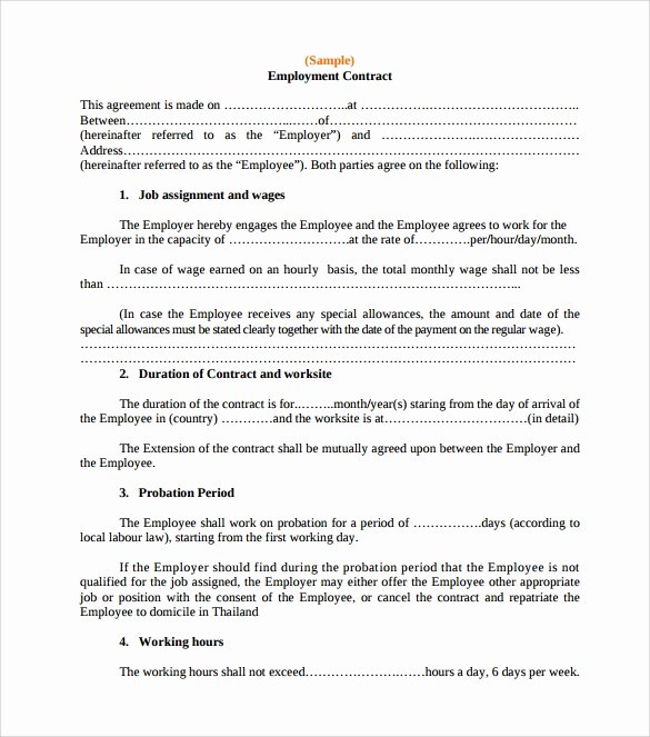 Temporary Employment Contract Template Awesome 15 Useful Sample Employment Contract Templates to Download