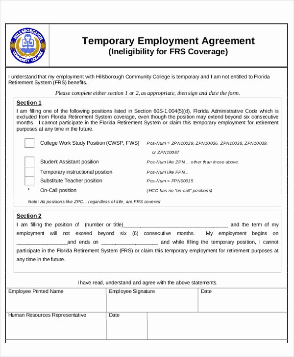 temporary employment agreement