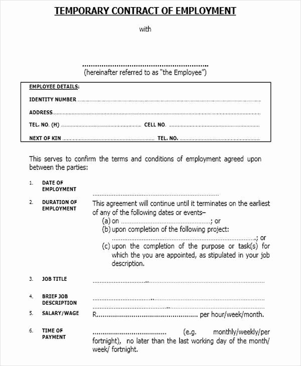 Temporary Employment Contract Template Fresh 7 Job Contract Samples &amp; Templates