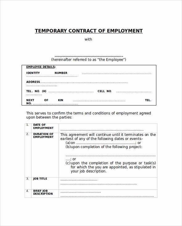 Temporary Employment Contract Template New 7 Employment Contract Samples Examples Templates