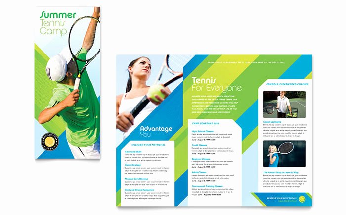 Tennis Flyer Template Free New Tennis Club &amp; Camp Tri Fold Brochure Template Design