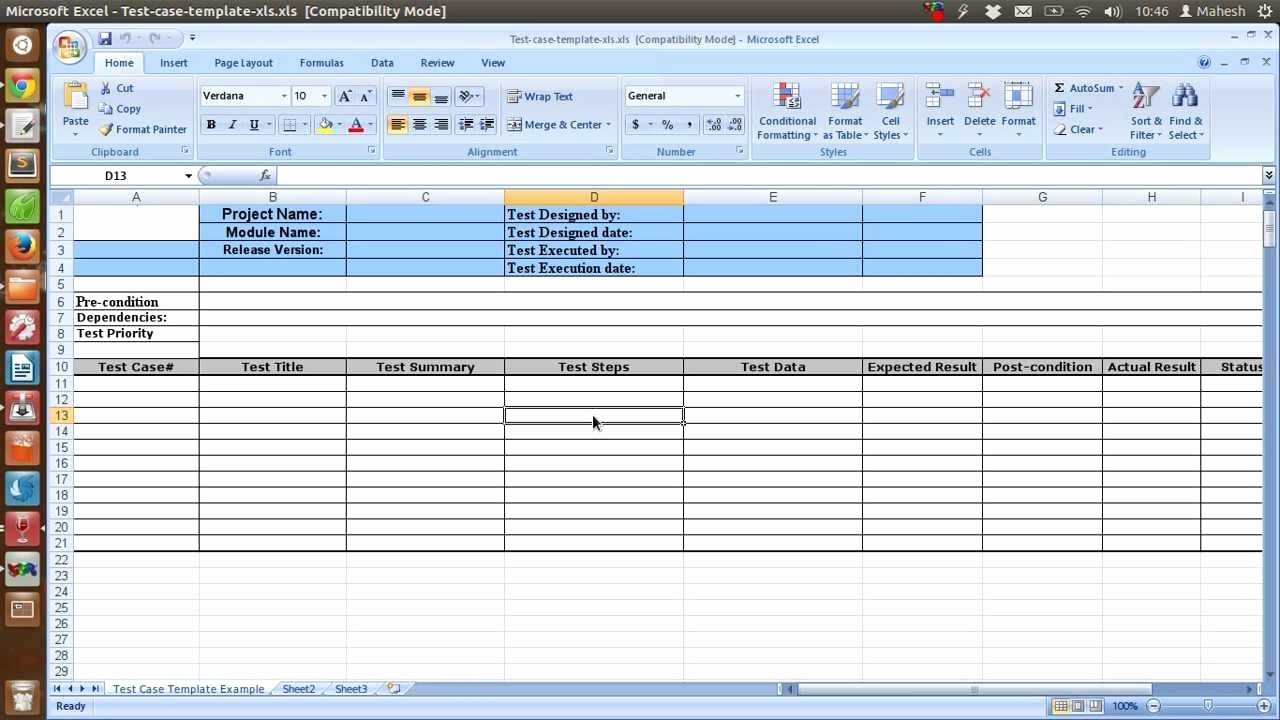 Test Case Template Excel Best Of software Testing Spreadsheet Template