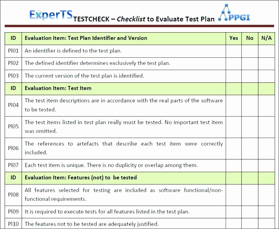 Test Plan Template Excel Awesome software Evaluation Template Excel – Waldpaedagogikfo