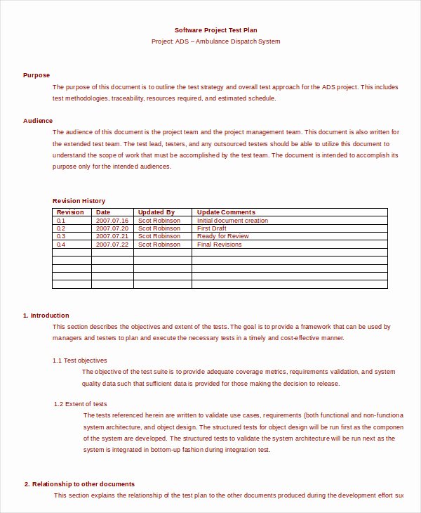 Test Plan Template Pdf Best Of Test Plan Template 11 Free Word Pdf Documents Download