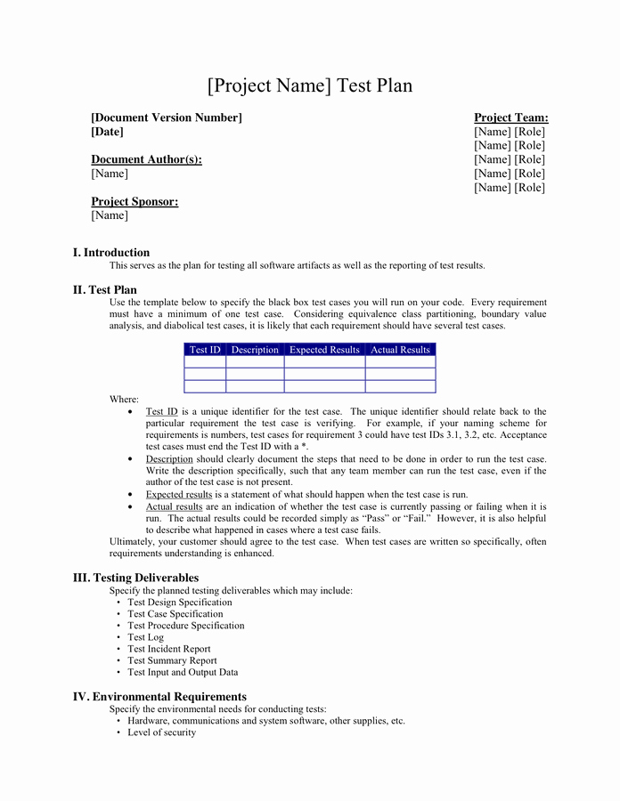 Test Plan Template Pdf Fresh Test Plan Template In Word and Pdf formats