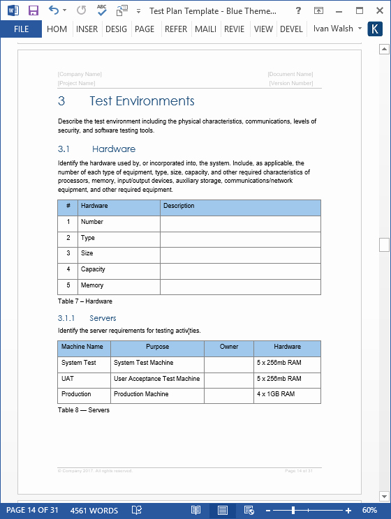 Test Plan Template Word New Test Plan – Download Ms Word &amp; Excel Template